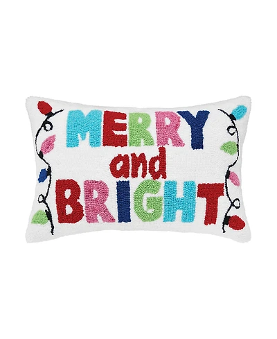 Merry And Bright Hooked Christmas Throw Pillow