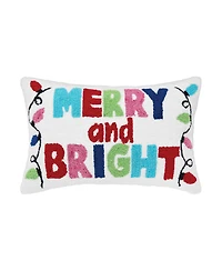 Merry And Bright Hooked Christmas Throw Pillow