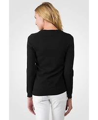 Jennie Liu Women's 100% Pure Cashmere Long Sleeve Crew Neck Pullover Sweater