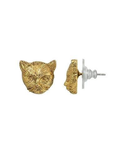 2028 Gold-Tone Cat Stud Earrings