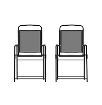 Munroe Set Of Textilene Folding Sling Style Patio Chairs With Armrests