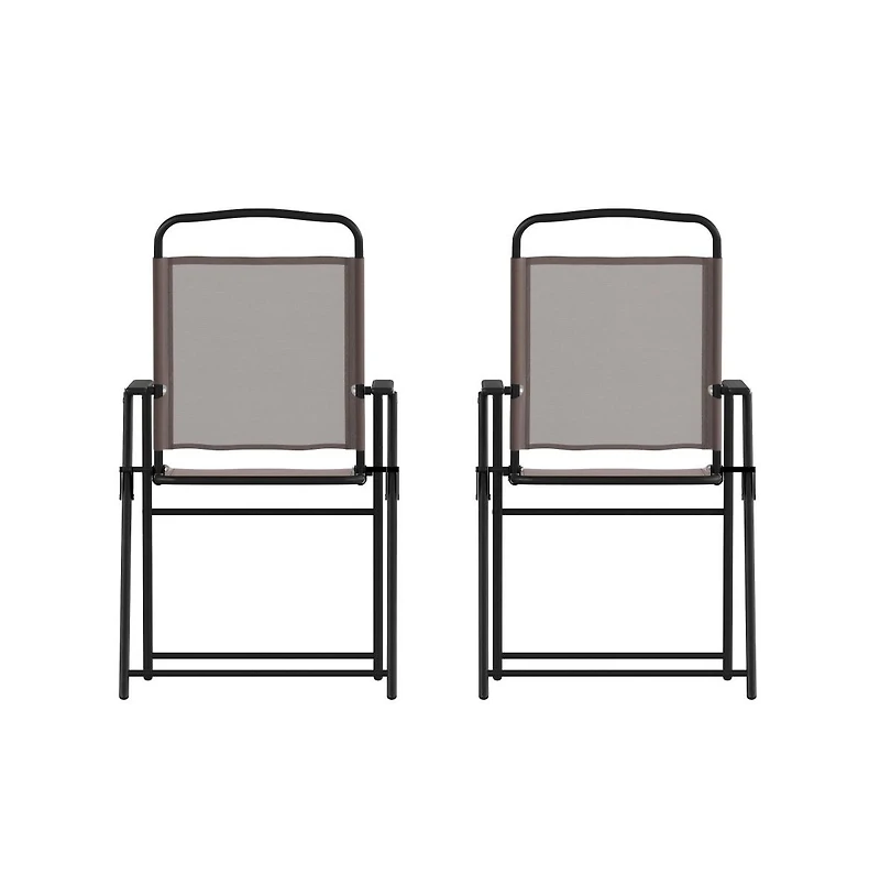 Munroe Set Of Textilene Folding Sling Style Patio Chairs With Armrests