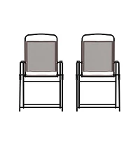 Munroe Set Of Textilene Folding Sling Style Patio Chairs With Armrests