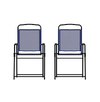 Munroe Set Of Textilene Folding Sling Style Patio Chairs With Armrests