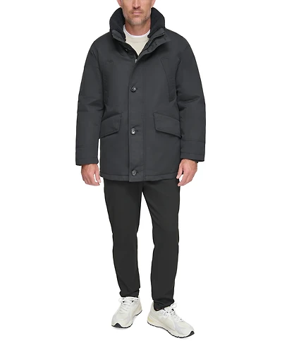Marc New York Men's Wittstock Insulated Full-Zip Waxed Parka with Removable Fleece Trim