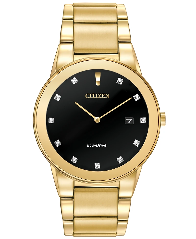 Citizen Men's Eco-Drive Axiom Diamond Accent Gold-Tone Stainless Steel Bracelet Watch 40mm AU1062-56G