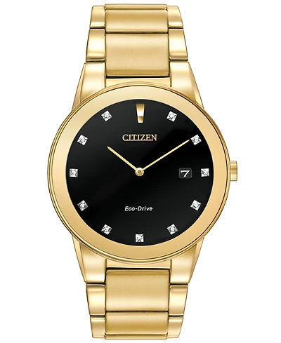 Citizen Men's Eco-Drive Axiom Diamond Accent Gold-Tone Stainless Steel Bracelet Watch 40mm AU1062-56G