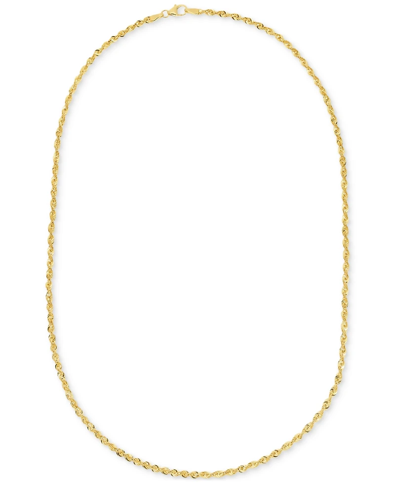 Highly Polished Rope Link 18" Chain Necklace (2-5/8mm) in 14k Gold, Made in Italy