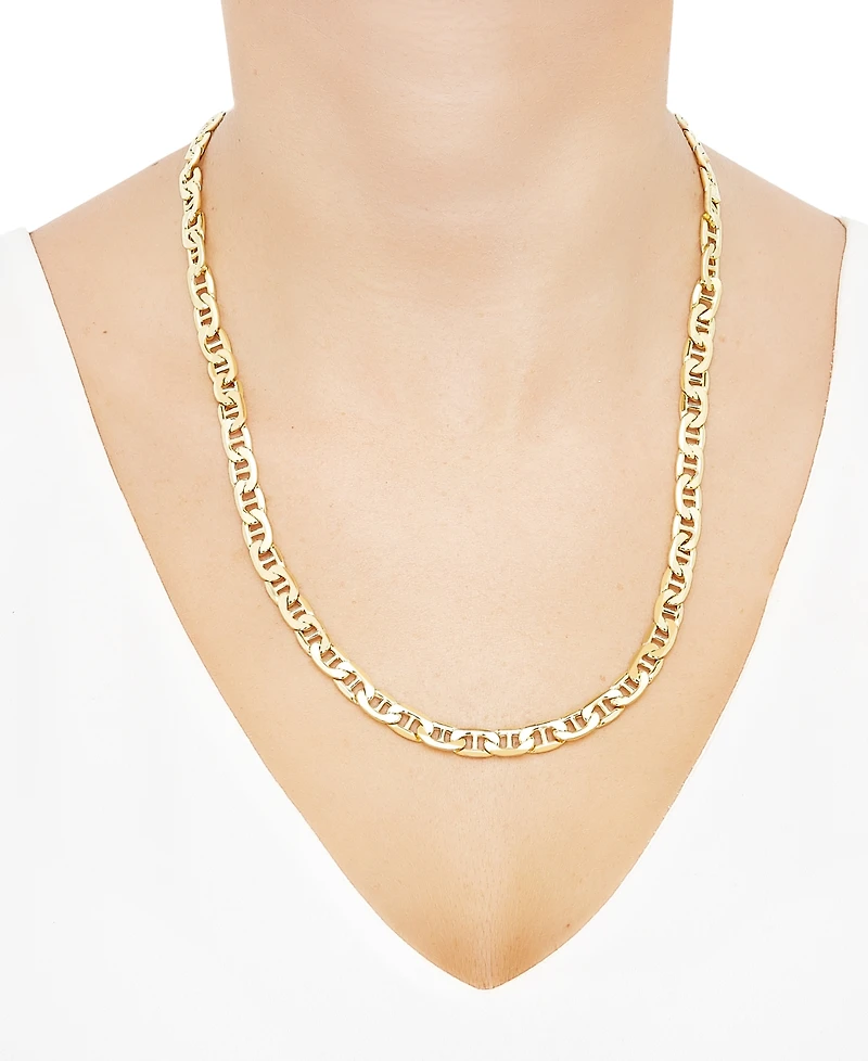 Italian Gold 22" Beveled Marine Link Chain Necklace (7-1/5mm) in 10k Gold
