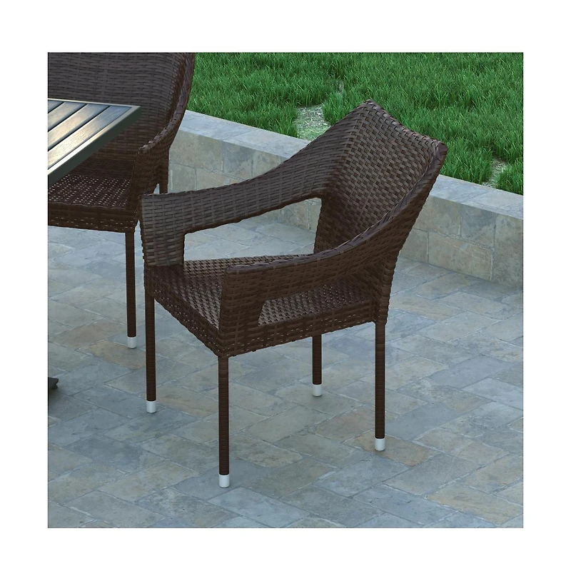 Embry All-Weather Indoor/Outdoor Stacking Patio Dining Chairs With Steel Frame And Weather Resistant Pe Rattan