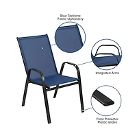 5 Pack. Outdoor Stack Chair With Flex Comfort Material And Metal Frame