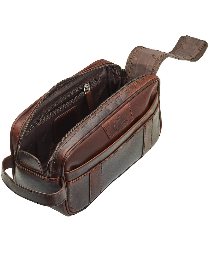 Mancini Men's Buffalo Dual Top Zipper Toiletry Bag
