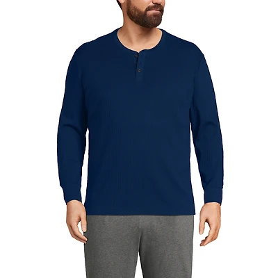 Lands' End Men's Big & Tall Knit Rib Pajama Henley T-Shirt
