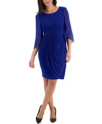 Connected Petite Chiffon Cape-Sleeve Sheath Dress