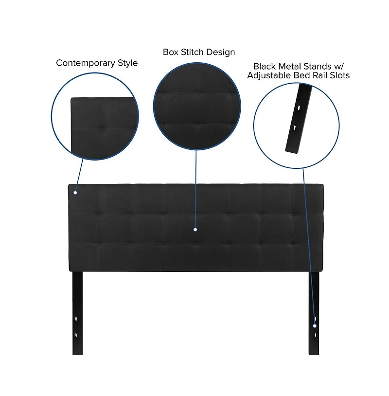 Quilted Tufted Queen Upholstered Headboard