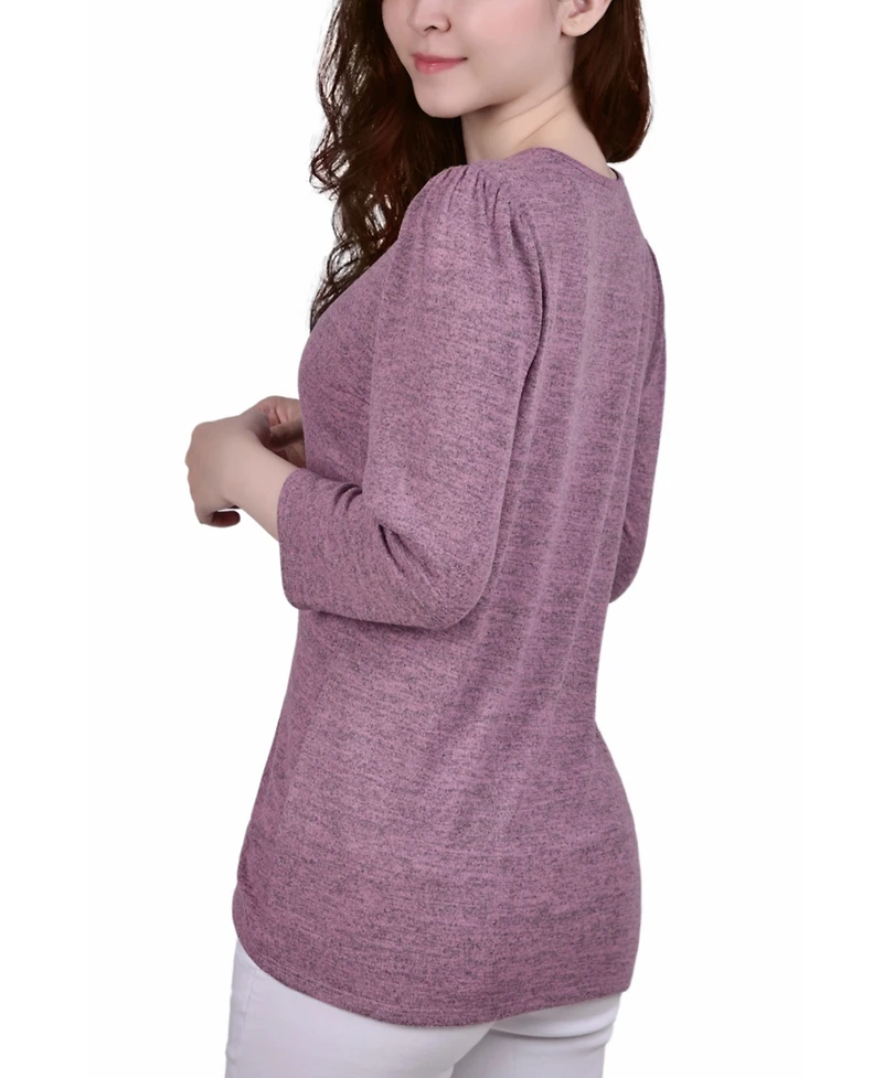 Ny Collection Petite Space Dyed Studded Top