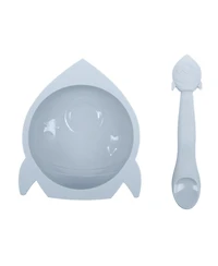 Kushies Silicone Suction Bowl and Spoon Set, Unbreakable, Microwave Safe