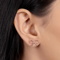 Bling Jewelry Simple Dainty Thin Twist Rope Cable Ribbon Bow Stud Earrings Rose Gold Plated .925 Sterling Silver