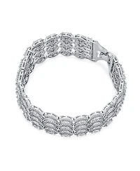 Bling Jewelry Art Deco Style Jewelry Cz Marquise Cubic Zirconia 4 Row Wide Tennis Bracelet Rhodium Plated 7.5 Inches. Perfect Formal Party.