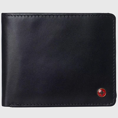 Alpine Swiss Mens Genuine Leather Rfid Safe Bifold Wallet Passcase 2 Id Windows