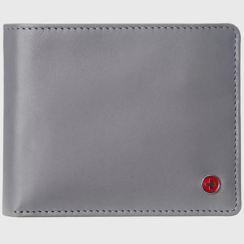 Alpine Swiss Mens Genuine Leather Wallet Passcase Bifold Rfid Safe 2 Id Windows