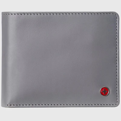 Alpine Swiss Mens Genuine Leather Wallet Passcase Bifold Rfid Safe 2 Id Windows
