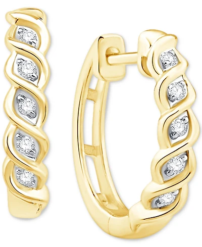 Diamond Twist Small Hoop Earrings (1/10 ct. t.w.) in 10k Gold