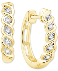Diamond Twist Small Hoop Earrings (1/10 ct. t.w.) in 10k Gold