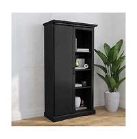 Finnoula Farmhouse Storage Cabinet, Semi-Open With Sliding Barn Door