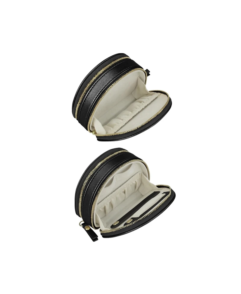 Mele & Co Duo Mini Fashion Half Moon Travel Jewelry Case in Leather