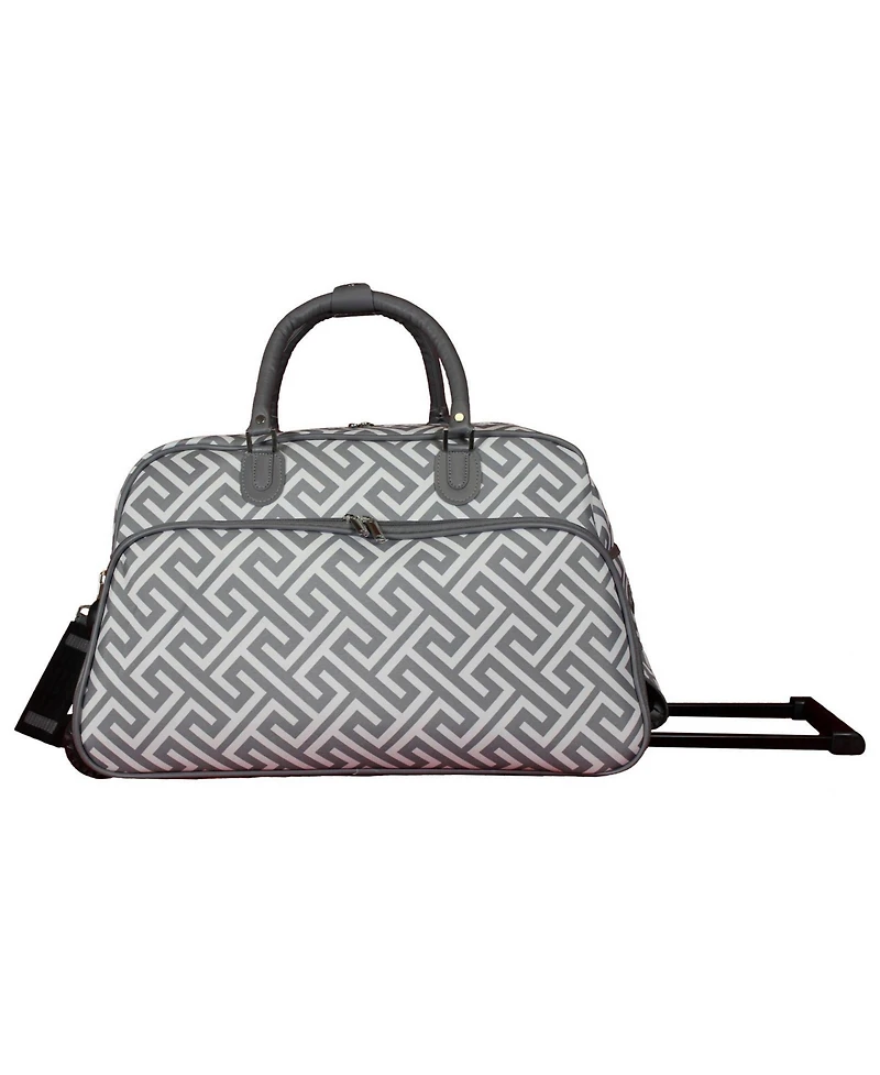 World Traveler Greek Key 21-Inch Carry-On Rolling Duffel Bag