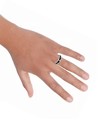 Men's Polished Black Ceramic Segmented Band Sterling Silver