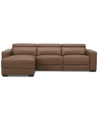 Nevio 115" 3-Pc. Leather Sectional with 2 Power Recliners, Headrests and Chaise, Created For Macy's