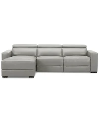 Nevio 115" 3-Pc. Leather Sectional with 2 Power Recliners, Headrests and Chaise, Created For Macy's