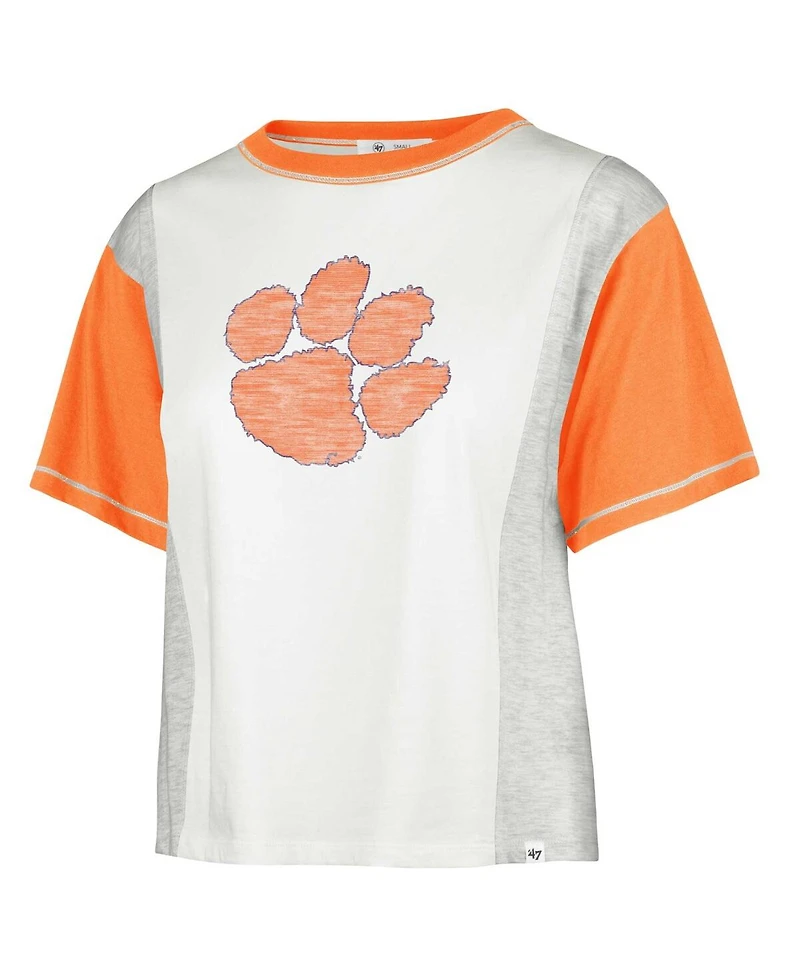 Women's '47 Brand White Distressed Clemson Tigers Premier Tilda T-shirt