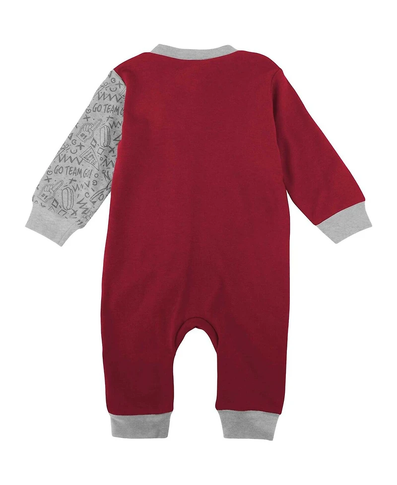 Newborn and Infant Boys Girls Crimson Oklahoma Sooners Playbook Two-Tone Full-Snap Jumper