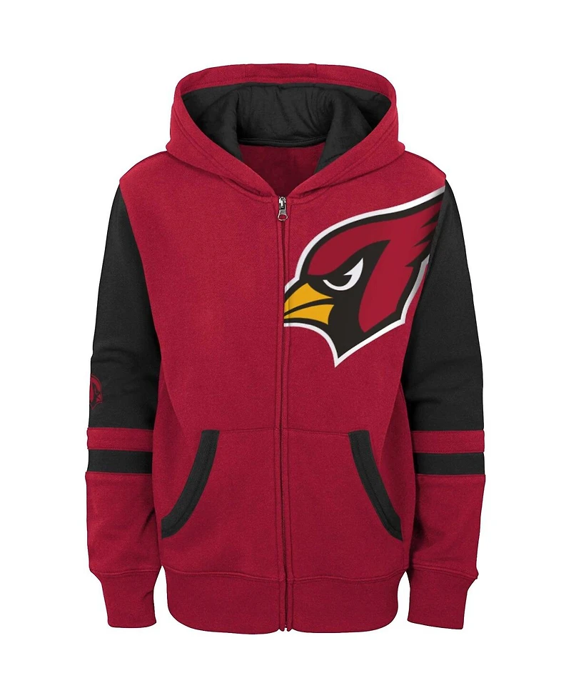 Big Boys Cardinal Arizona Cardinals Colorblock Full-Zip Hoodie