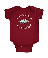 Newborn and Infant Boys Girls Cardinal Arkansas Razorbacks Start 'Em Young Bodysuit