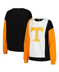 Women's Gameday Couture White, Black Tennessee Volunteers Vertical Color-Block Pullover Sweatshirt