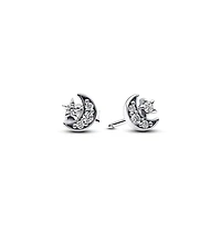 Pandora Cubic Zirconia Moon Star Stud Earrings