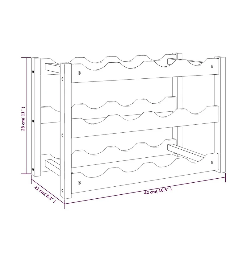 Wine Rack for 12 Bottles Solid Wood Walnut
