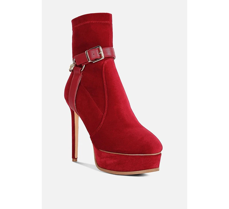 Zeppelin Womens High Platform Velvet Ankle Boots