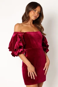 Petal and Pup Womens Dali Off Shoulder Velvet Mini Dress