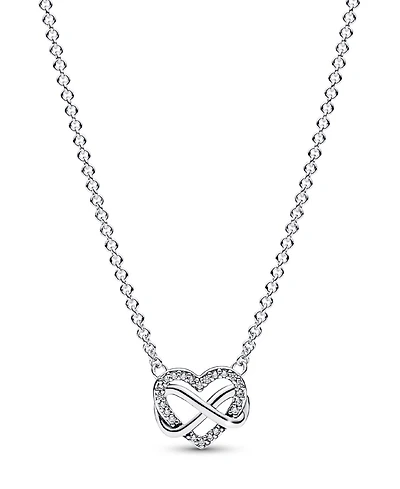 Pandora Moments Sterling Silver Sparkling Cubic Zirconia Infinity Heart Collier Necklace