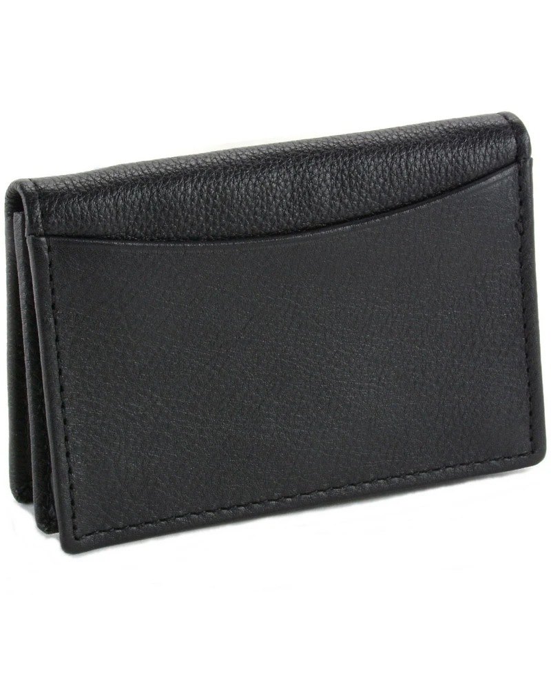 Alpine Swiss Expandable Business Card Case Genuine Leather Front Pocket Wallet