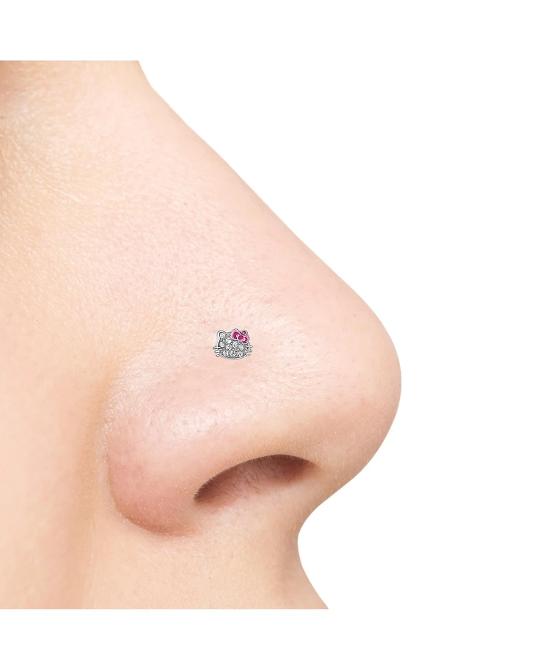 Sanrio Hello Kitty Stainless Steel (316L) Nose Stud - Hello Kitty Crystal, Authentic Officially Licensed