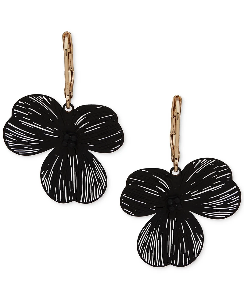 lonna & lilly Gold-Tone Open Flower Leverback Drop Earrings