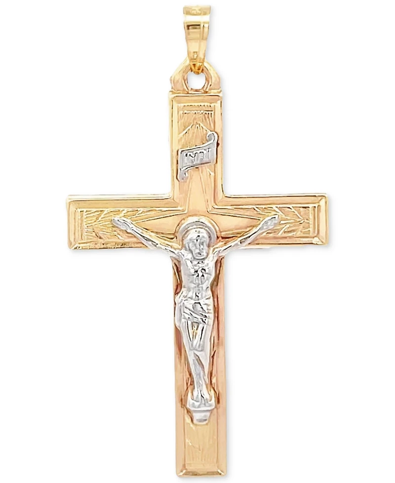 14k Gold Two-Tone Large Crucifix Pendant