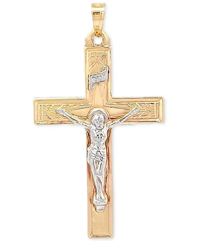 14k Gold Two-Tone Large Crucifix Pendant