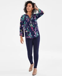 Style Co Printed Pintuck Top Ponte Knit Pants Ankle Booties Created For Macys